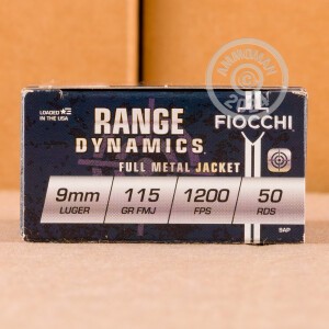 Photo of 9mm Luger FMJ ammo by Fiocchi for sale at AmmoMan.com.