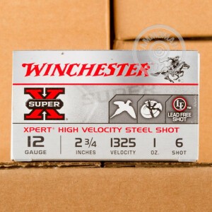 Image of the 12 GAUGE WINCHESTER SUPER-X XPERT HIGH VELOCITY 2-3/4“ 1 OZ. #6 SHOT (100 ROUNDS) available at AmmoMan.com.