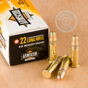  rounds of .22 Long Rifle ammo with copper plated round nose bullets made by Armscor.