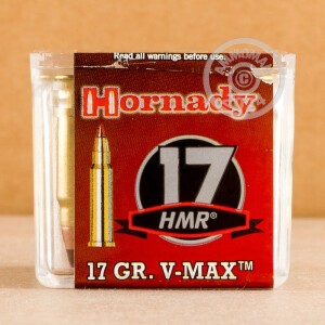 Image of the 17 HMR HORNADY V-MAX 17 GRAIN JHP (50 ROUNDS) available at AmmoMan.com.