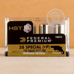 Image of the 38 SPECIAL +P PERSONAL DEFENSE HST MICRO 130 GRAIN JHP (20 ROUNDS) available at AmmoMan.com.