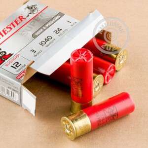 Photo detailing the 12 GAUGE WINCHESTER SUPER-X 3" #1 BUCK (250 SHELLS) for sale at AmmoMan.com.
