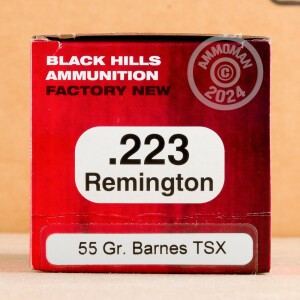 Image of the 223 REMINGTON BLACK HILLS BARNES 55 GRAIN TSX (50 ROUNDS) available at AmmoMan.com.