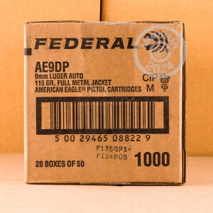 Image of 9MM LUGER FEDERAL AMERICAN EAGLE 115 GRAIN FMJ (50 ROUNDS)