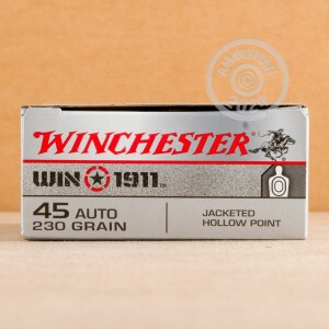 Photograph showing detail of .45 ACP WINCHESTER WIN 1911 230 GRAIN JHP (50 ROUNDS)