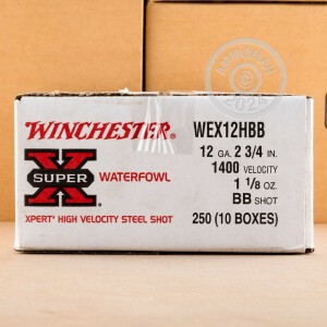 Photograph showing detail of 12 GAUGE WINCHESTER SUPER-X 2 3/4" 1 1/8 OZ BB STEEL SHOT GAME LOAD (25 ROUNDS)