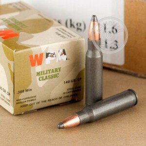 Image of the 308 WIN WOLF WPA MILITARY CLASSIC 140 GRAIN SOFT POINT (20 ROUNDS) available at AmmoMan.com.