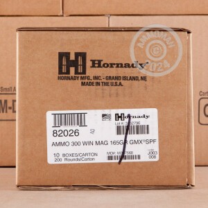 Photo detailing the 300 WIN MAG HORNADY SUPERFORMANCE 165 GRAIN GMX (20 ROUNDS) for sale at AmmoMan.com.