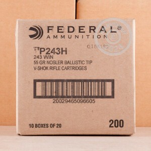 Image of 243 WIN FEDERAL VITAL-SHOK 55 GRAIN NOSLER BALLISTIC TIP (20 ROUNDS)