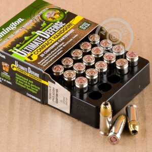 Image of the 9MM LUGER REMINGTON ULTIMATE DEFENSE COMPACT 124 GRAIN JHP (20 ROUNDS) available at AmmoMan.com.