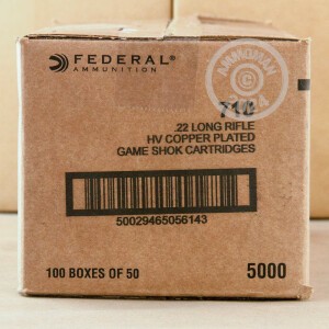Image of 22 LR FEDERAL GAME SHOK 40 GRAIN COPPER PLATED ROUND NOSE SOLID (500 ROUNDS)