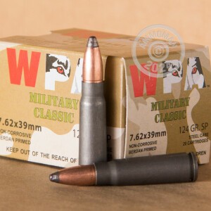 Photograph showing detail of 7.62X39 WOLF 124 GRAIN SP (1000 ROUNDS)