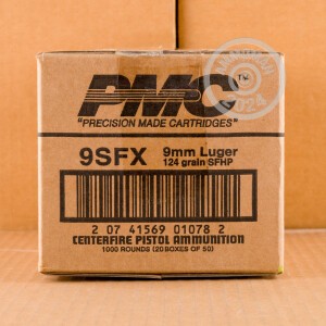 Image of the 9MM PMC SFX 124 GRAIN JHP (1000 ROUNDS) available at AmmoMan.com.