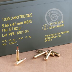 Image of the 5.56X45 PRVI PARTIZAN 62 GRAIN FMJBT M855 (1000 ROUNDS IN AMMO CAN) available at AmmoMan.com.
