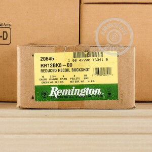 Image of the 12 GAUGE REMINGTON LAW ENFORCEMENT REDUCED RECOIL 2-3/4“  #00 BUCK SHOT (25 ROUNDS) available at AmmoMan.com.