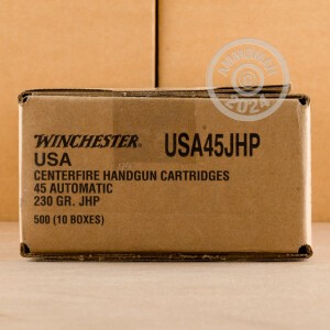Photo detailing the 45 ACP WINCHESTER 230 GRAIN JHP (50 ROUNDS) for sale at AmmoMan.com.