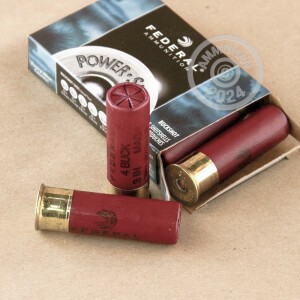 Photo detailing the 12 GAUGE FEDERAL POWER-SHOK 3" #4 BUCK (5 ROUNDS) for sale at AmmoMan.com.