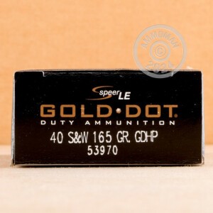 Photograph showing detail of .40 S&W SPEER FACTORY NEW GOLD DOT HP 165 GRAIN #53970 (1000 ROUNDS)