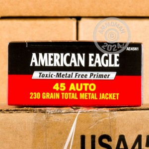Photo detailing the 45 ACP FEDERAL AMERICAN EAGLE NON-TOXIC PRIMER 230 GRAIN TMJ (50 ROUNDS) for sale at AmmoMan.com.