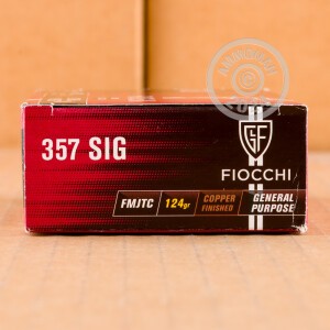 Photograph showing detail of .357 SIG FIOCCHI 124 GRAIN FMJ (50 ROUNDS)
