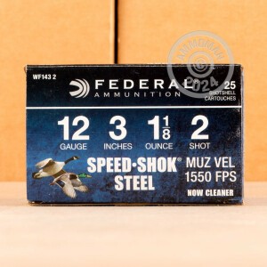 Photograph showing detail of 12 GAUGE FEDERAL SPEED SHOK 3" 1 1/8OZ. #2 STEEL SHOT WATERFOWL LOAD (25 ROUNDS)