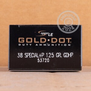 Image of the 38 SPECIAL +P SPEER GOLD DOT 125 GRAIN JHP (1000 ROUNDS) available at AmmoMan.com.