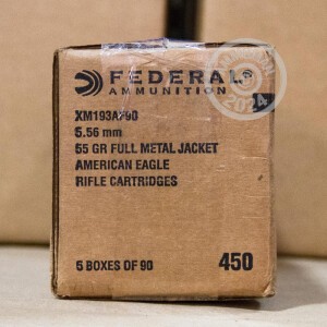 An image of bulk 5.56x45mm ammo made by Federal at AmmoMan.com.