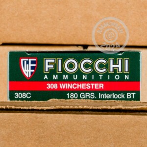 Photo detailing the .308 WINCHESTER FIOCCHI INTERLOCK 180 GRAIN PSP (200 ROUNDS) for sale at AmmoMan.com.