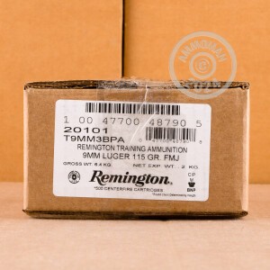 Photo detailing the 9MM REMINGTON MIL/LE TRAINING 115 GRAIN FMJ (500 ROUNDS) for sale at AmmoMan.com.