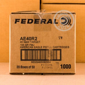 Photo detailing the 40 S&W FEDERAL AMERICAN EAGLE 155 GRAIN FMJ (50 ROUNDS) for sale at AmmoMan.com.
