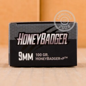 Image of the 9MM +P BLACK HILLS 100 GRAIN HONEYBADGER (500 ROUNDS) available at AmmoMan.com.