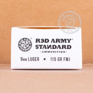 Image of Red Army Standard 9mm Luger pistol ammunition.