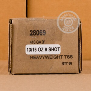 Photo detailing the 410 BORE REMINGTON PREMIER TSS 3" 13/16 OZ. #9 SHOT (5 ROUNDS) for sale at AmmoMan.com.