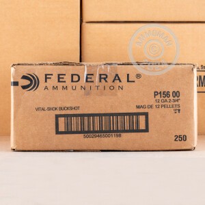 Photo detailing the 12 GAUGE FEDERAL VITAL-SHOK 2-3/4" 00 BUCK (5 SHELLS) for sale at AmmoMan.com.