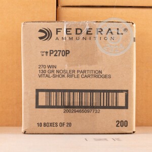 Image of the 270 WIN FEDERAL VITAL-SHOK 130 GRAIN NOSLER PARTITION SP (20 ROUNDS) available at AmmoMan.com.