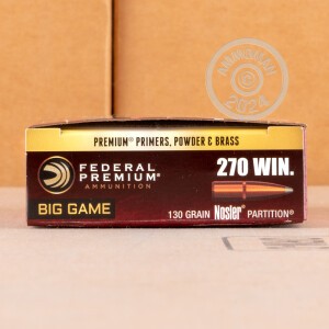 Image of the 270 WIN FEDERAL VITAL-SHOK 130 GRAIN NOSLER PARTITION SP (20 ROUNDS) available at AmmoMan.com.