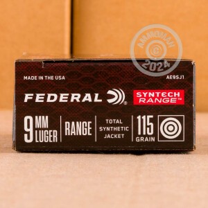 Image of the 9MM FEDERAL SYNTECH 115 GRAIN TOTAL SYNTHETIC JACKET (50 ROUNDS) available at AmmoMan.com.