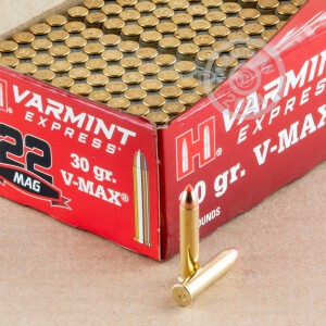 Image of the 22 WMR HORNADY VARMINT EXPRESS 30 GRAIN V-MAX (200 ROUNDS) available at AmmoMan.com.