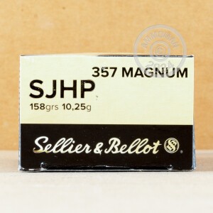 Photo detailing the 357 MAGNUM SELLIER & BELLOT 158 GRAIN SJHP (1000 ROUNDS) for sale at AmmoMan.com.