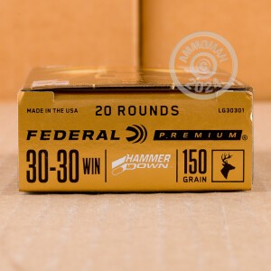 Photo detailing the 30-30 FEDERAL HAMMERDOWN 150 GRAIN BONDED SP (200 ROUNDS) for sale at AmmoMan.com.