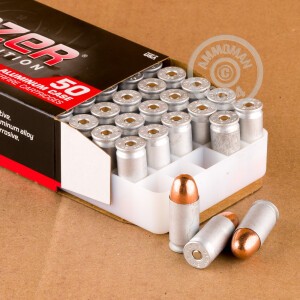 Image detailing the aluminum case and berdan primers on the Blazer ammunition.