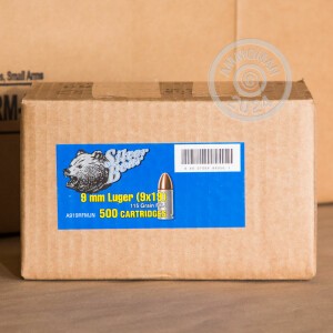 Image of the 9MM LUGER SILVER BEAR 115 GRAIN FMJ (50 ROUNDS) available at AmmoMan.com.