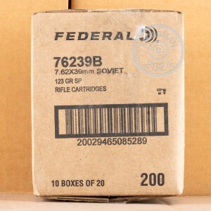 Photo detailing the 7.62x39 - 123 Grain SP - Federal Power Shok - 20 Rounds for sale at AmmoMan.com.
