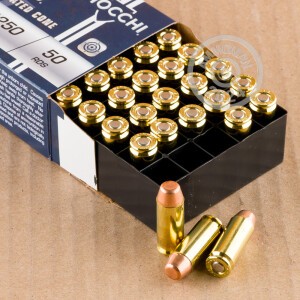 A photograph of 500 rounds of 180 grain 10mm ammo with a Full Metal Jacket Truncated Cone (FMJTC) bullet for sale.