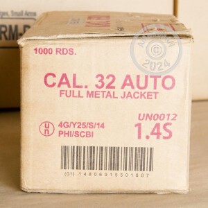 Photo of .32 ACP Full Metal Jacket (FMJ) ammo by Armscor for sale at AmmoMan.com.