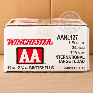 Photo detailing the 12 GAUGE WINCHESTER AA INTERNATIONAL TARGET 2-3/4" 7/8 OZ. #7.5 SHOT (25 ROUNDS) for sale at AmmoMan.com.