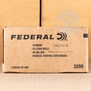Photo detailing the 22 LR FEDERAL CHAMPION 40 GRAIN LRN (800 ROUNDS) for sale at AmmoMan.com.