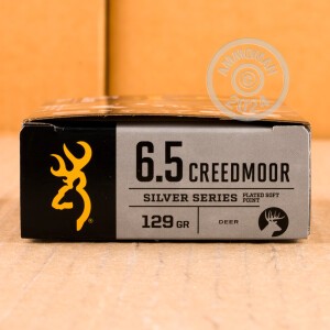 Image of 6.5MM CREEDMOOR ammo by Browning that's ideal for big game hunting, whitetail hunting.