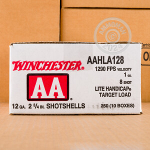 Image of the 12 GAUGE WINCHESTER AA LITE HANDICAP 2-3/4" 1 OZ #8 SHOT (25 ROUNDS) available at AmmoMan.com.
