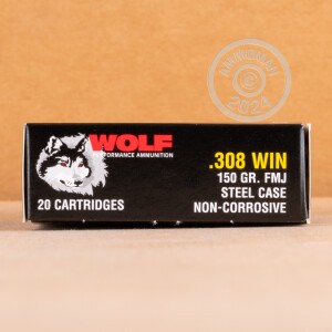 Photo detailing the 308 WIN WOLF 150 GRAIN FMJ (500 ROUNDS) for sale at AmmoMan.com.